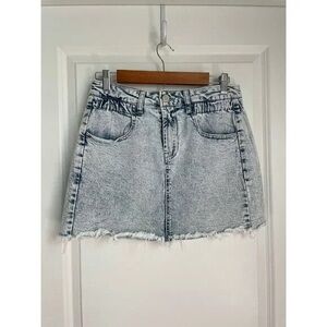 H&M Denim Mini Skirt with Frayed Hem